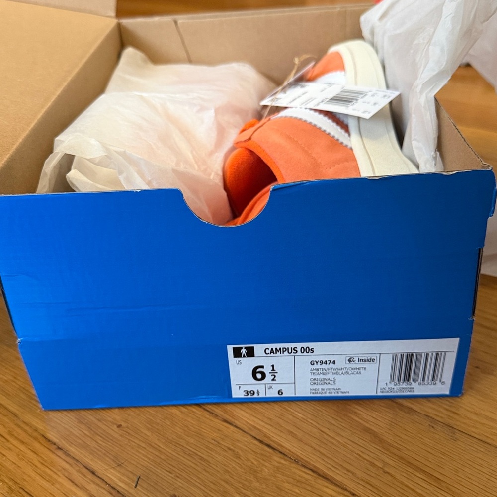 Adidas Campus Sneakers 00s in Bold Orange and White GY9474 - Picture 8 of 9